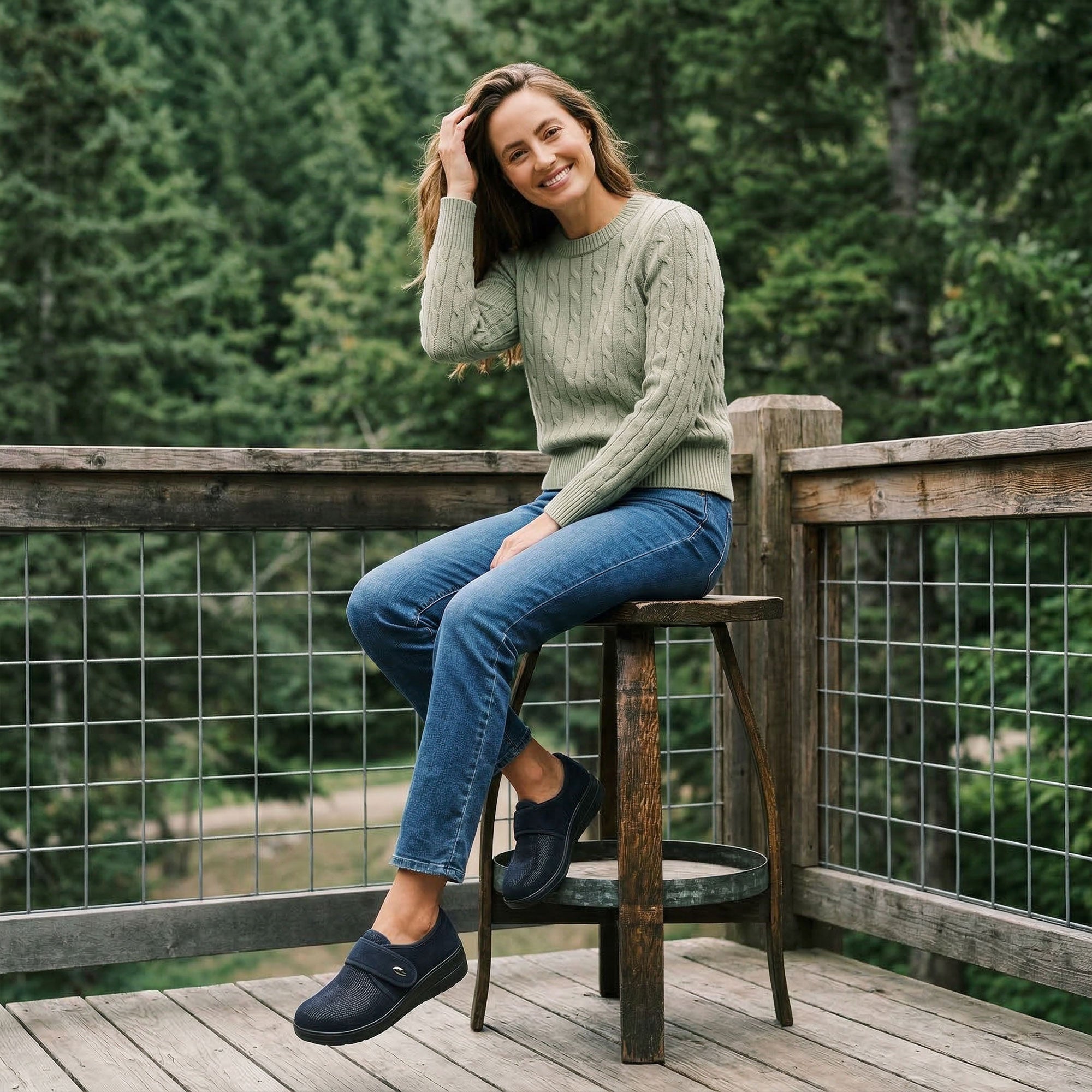 Navy Walking Shoes-Elin