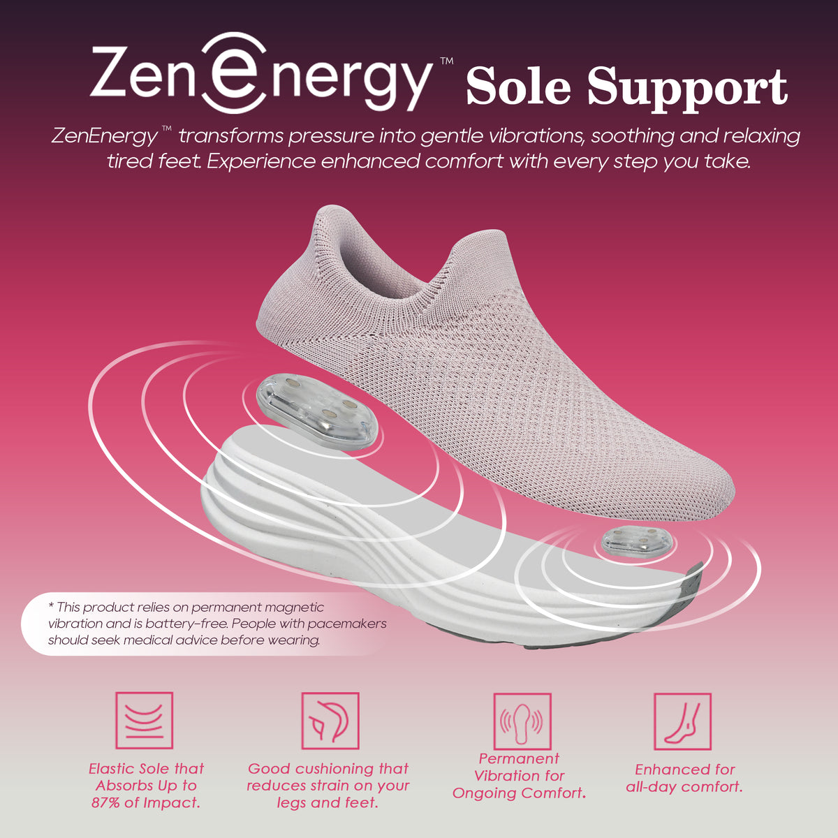 ZenEnergy Pink Walking Shoes - Cara